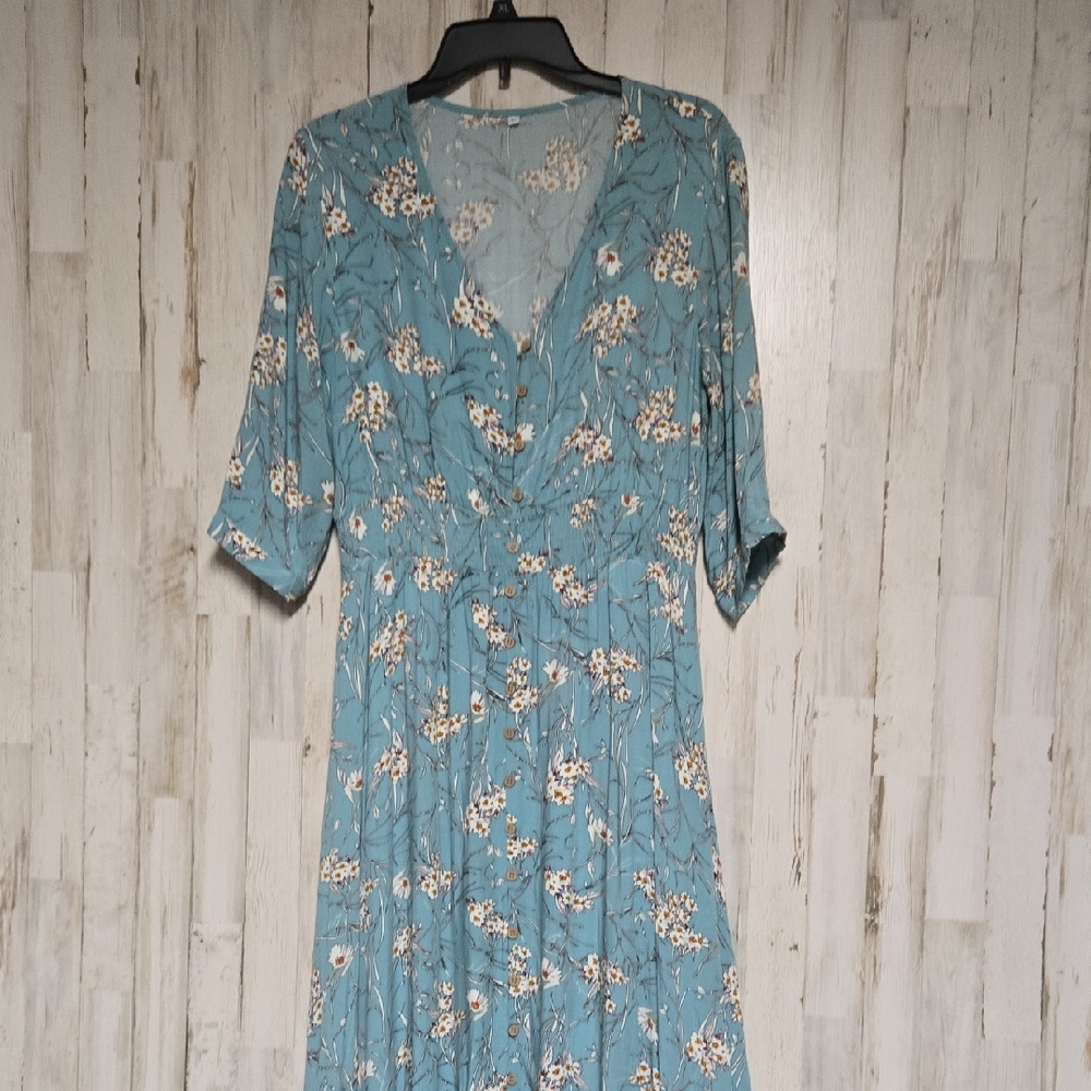 Floral Boho Blue Dress